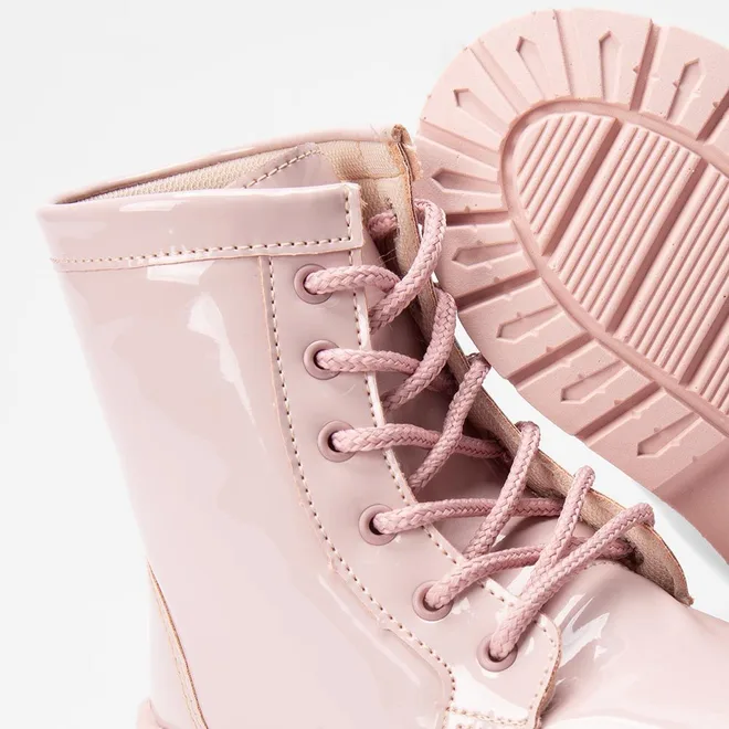 Bota Coturno Infantil Gabrielinha Verniz Rosa