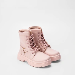 Bota Coturno Infantil Gabrielinha Detalhe Rebite Rosa