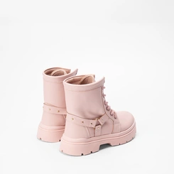 Bota Coturno Infantil Gabrielinha Detalhe Rebite Rosa