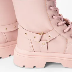Bota Coturno Infantil Gabrielinha Detalhe Rebite Rosa