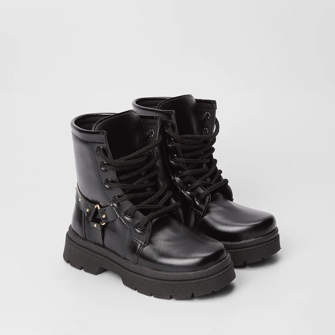Bota Coturno Infantil Gabrielinha Rebite Preto