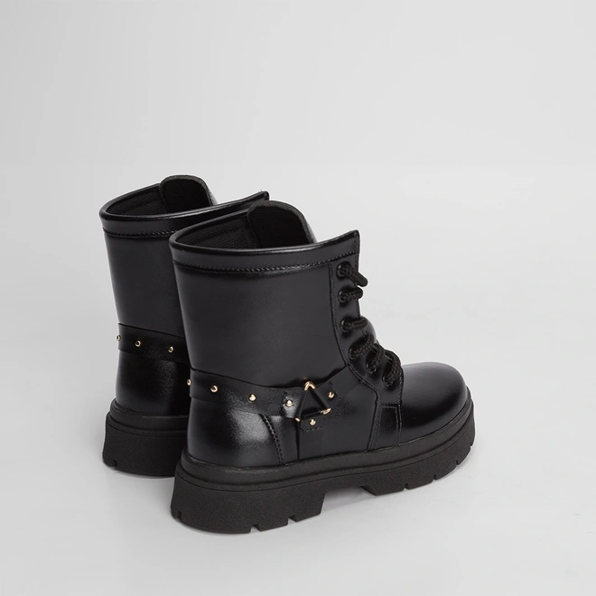 Bota Coturno Infantil Gabrielinha Rebite Preto