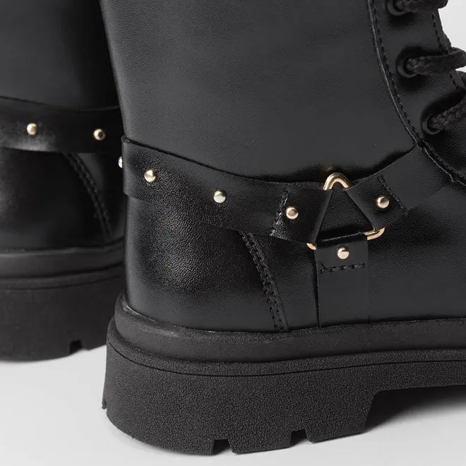 Bota Coturno Infantil Gabrielinha Rebite Preto