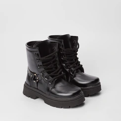 Bota Coturno Infantil Gabrielinha Rebite Preto