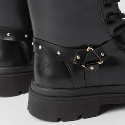 Bota Coturno Infantil Gabrielinha Rebite Preto