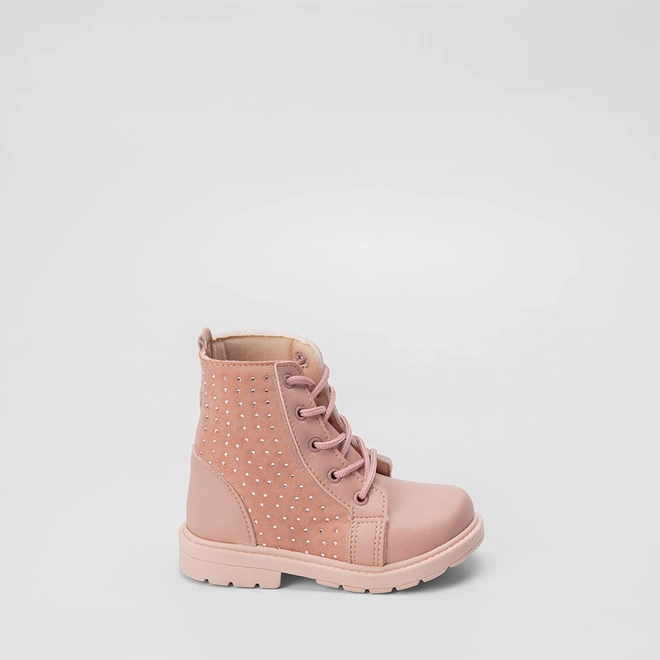 Bota Coturno Bebê Gabrielinha Strass Lateral Rosa
