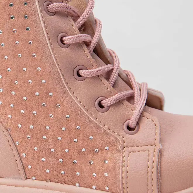 Bota Coturno Bebê Gabrielinha Strass Lateral Rosa