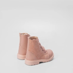Bota Coturno Bebê Gabrielinha Strass Lateral Rosa