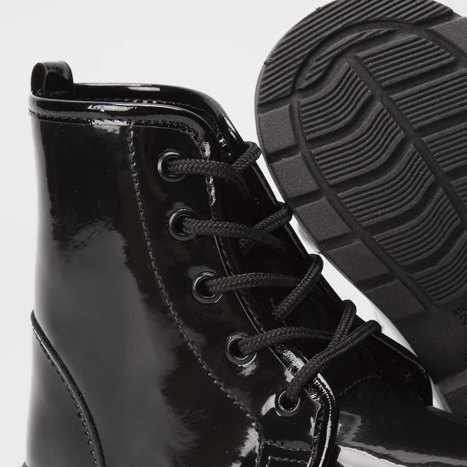 Bota Coturno Bebê Gabrielinha Verniz Preto