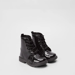 Bota Coturno Bebê Gabrielinha Verniz Preto