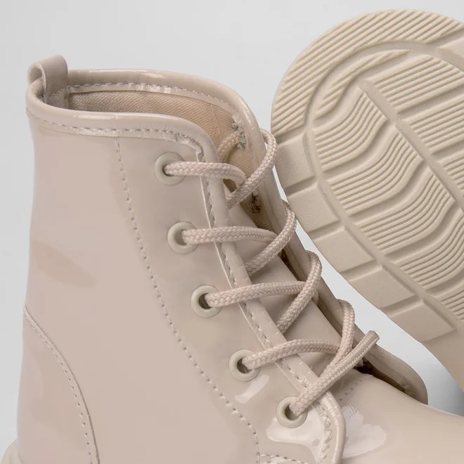 Bota Coturno Bebê Gabrielinha Verniz Off White
