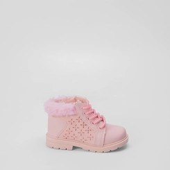 Bota Coturno Bebê Gabrielinha Pelo & Strass Rosa