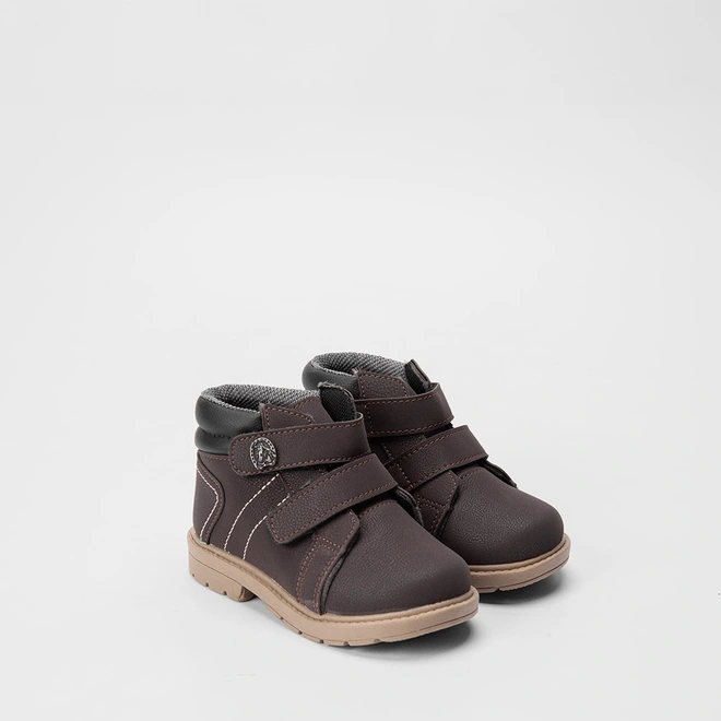 Bota Coturno Infantil Vertus Tiras Contato Marrom