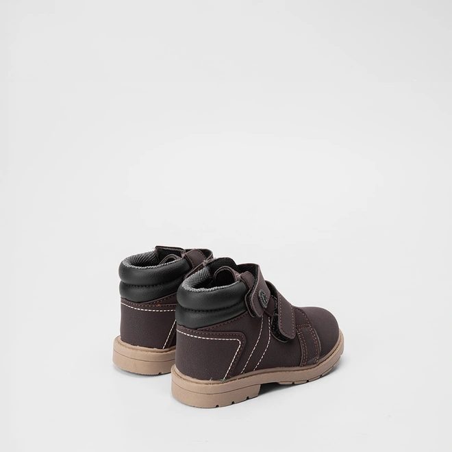 Bota Coturno Infantil Vertus Tiras Contato Marrom