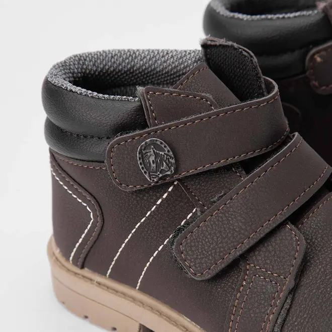 Bota Coturno Infantil Vertus Tiras Contato Marrom