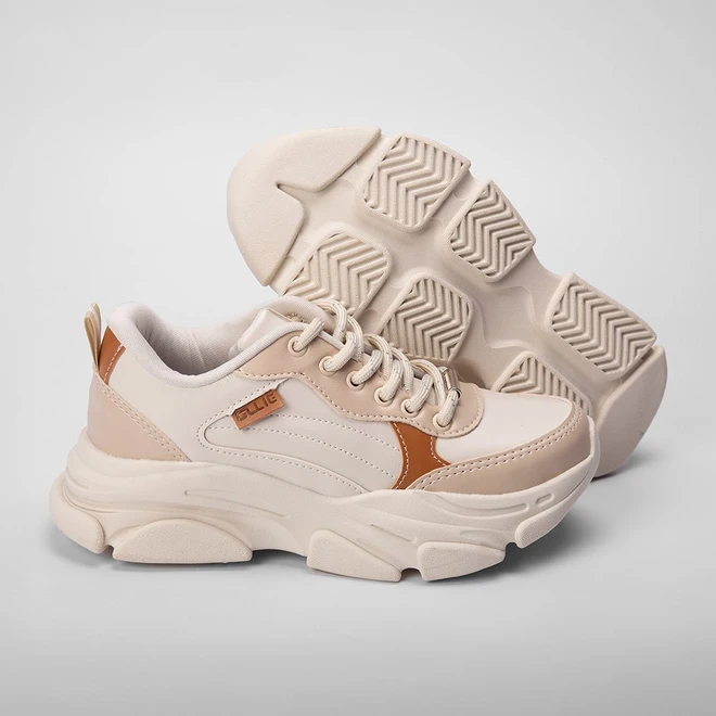 Tênis Chunky Feminino Ollie Original Bege