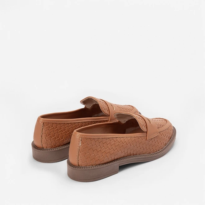 Mocassim Gabriela Textura Tressê Caramelo