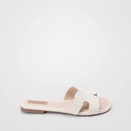 Rasteira Moleca Tira Recorte Vazado Off White