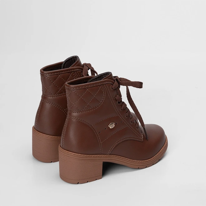 Bota Coturno Infantil Pink Cats Tratorado Marrom