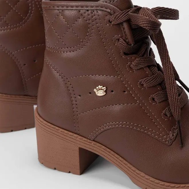 Bota Coturno Infantil Pink Cats Tratorado Marrom