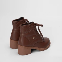Bota Coturno Infantil Pink Cats Tratorado Marrom