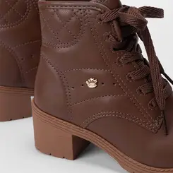Bota Coturno Infantil Pink Cats Tratorado Marrom