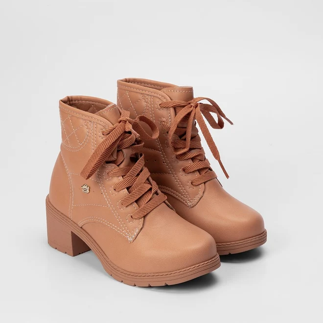 Bota Coturno Infantil Pink Cats Tratorado Caramelo