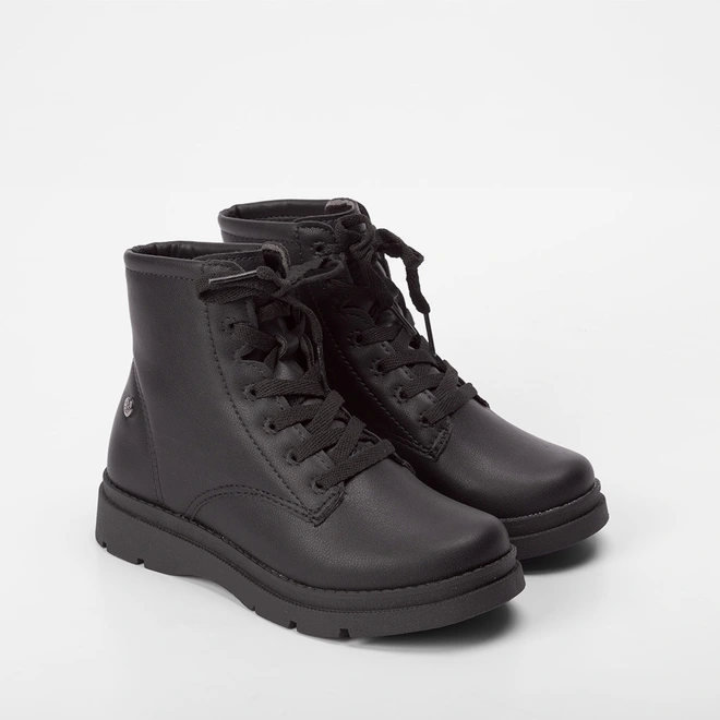 Bota Coturno Infantil Pink Cats Básica Preto