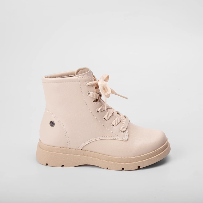 Bota Coturno Infantil Pink Cats Básica Off White