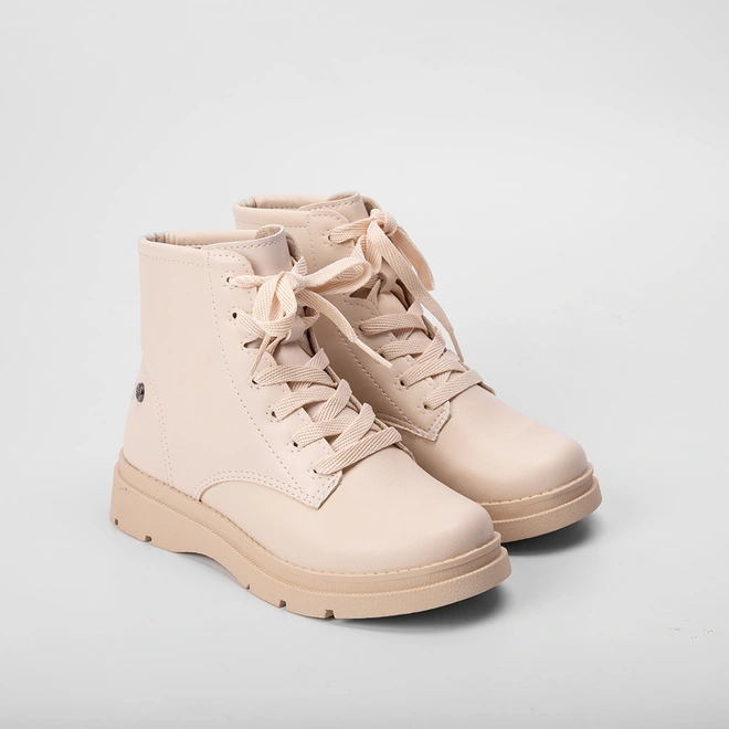 Bota Coturno Infantil Pink Cats Básica Off White