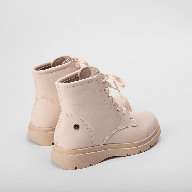 Bota Coturno Infantil Pink Cats Básica Off White