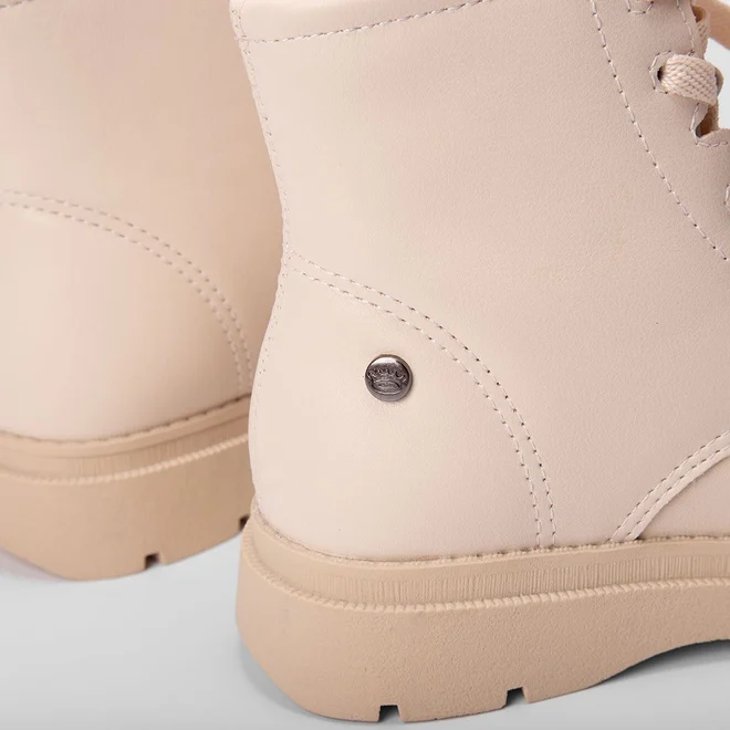 Bota Coturno Infantil Pink Cats Básica Off White