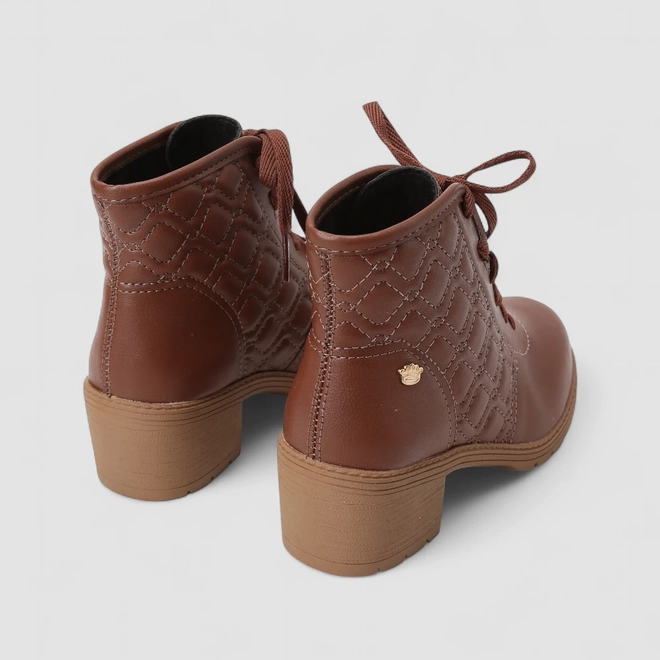Bota Coturno Infantil Pink Cats Matelassê Marrom