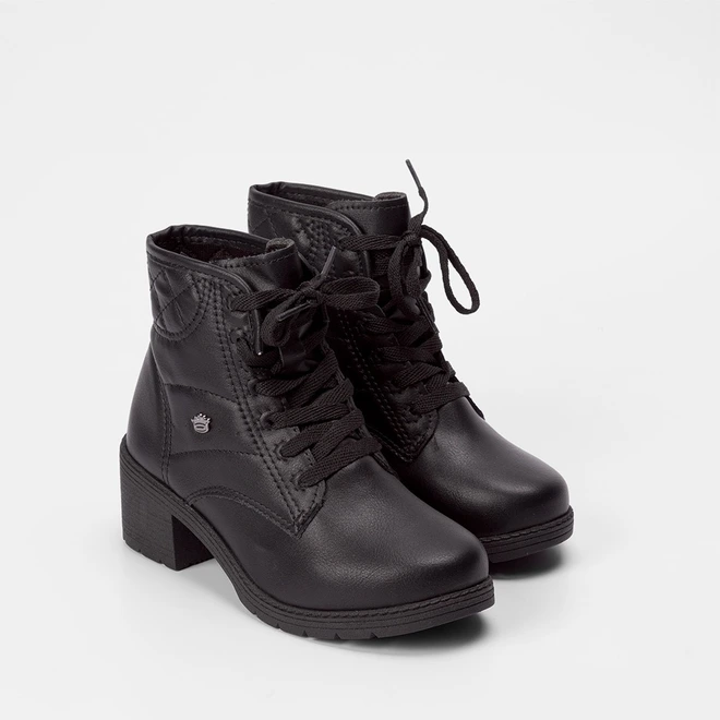 Bota Coturno Infantil Pink Cats Tratorado Preto