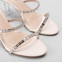 Tamanco Via Marte Salto Grosso Vinil & Strass Branco