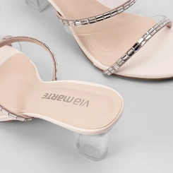 Tamanco Via Marte Salto Grosso Vinil & Strass Branco