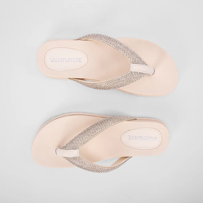 Papete Via Marte Tiras de Dedo Strass Off White