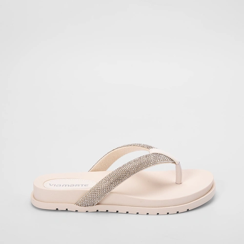 Papete Via Marte Tiras de Dedo Strass Off White