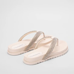 Papete Via Marte Tiras de Dedo Strass Off White