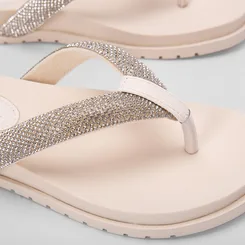 Papete Via Marte Tiras de Dedo Strass Off White