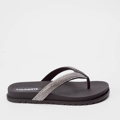 Papete Via Marte Tiras de Dedo Strass Preto