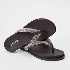 Papete Via Marte Tiras de Dedo Strass Preto