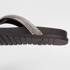Papete Via Marte Tiras de Dedo Strass Preto