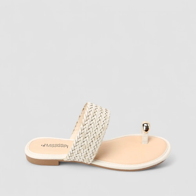 Rasteira Feminina Mississipi Tira Trançada Bold Off White