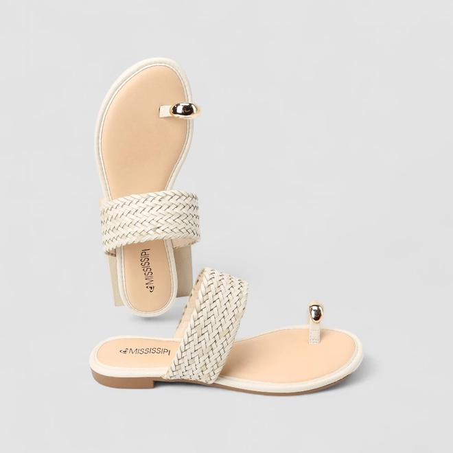 Rasteira Feminina Mississipi Tira Trançada Bold Off White