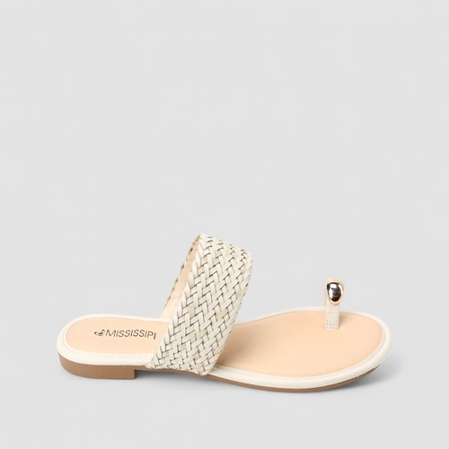 Rasteira Feminina Mississipi Tira Trançada Bold Off White