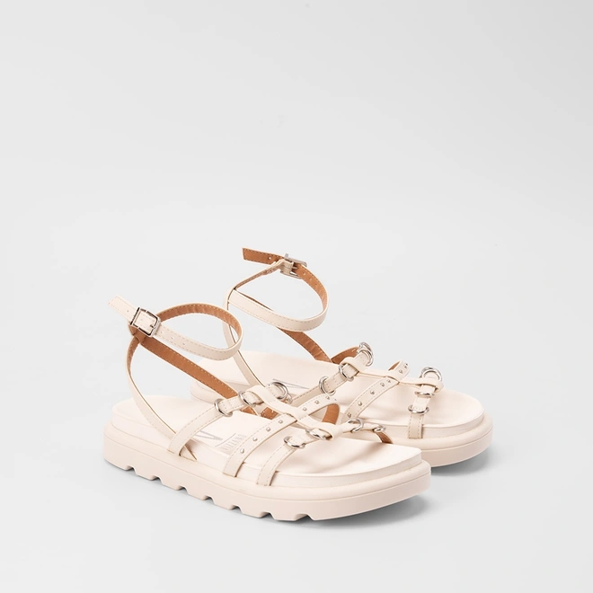 Sandália Papete Vizzano Flatform Detalhe Argola Off White