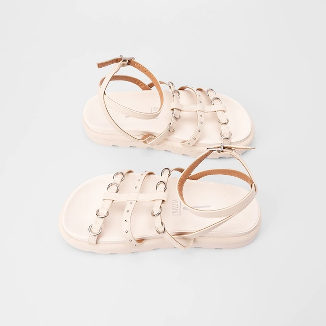 Sandália Papete Vizzano Flatform Detalhe Argola Off White