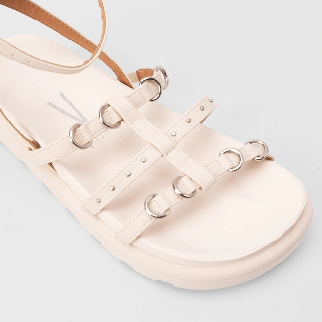 Sandália Papete Vizzano Flatform Detalhe Argola Off White