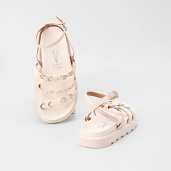 Sandália Papete Vizzano Flatform Detalhe Argola Off White